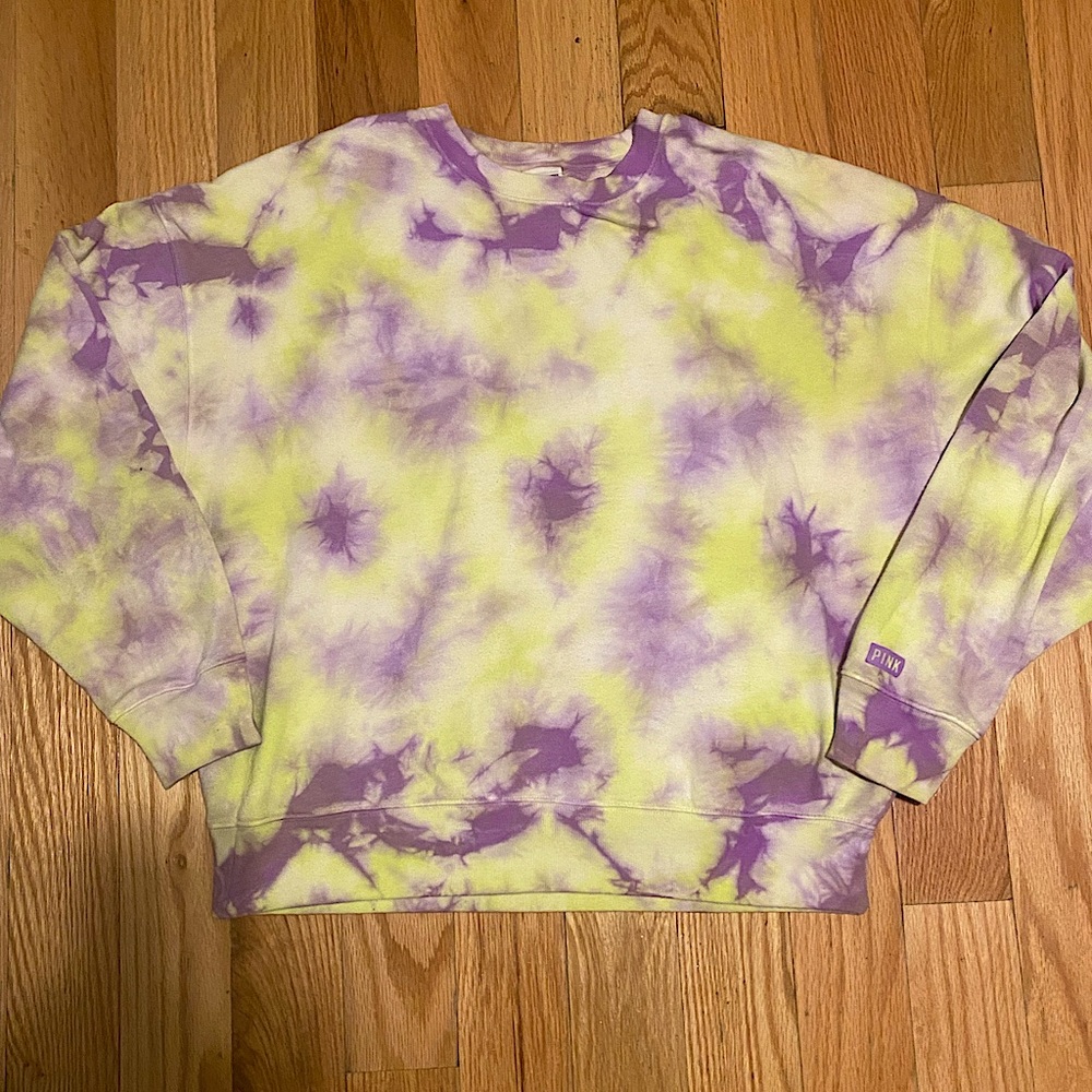 Pink VS Tie Dye Crewneck Sweatshirt